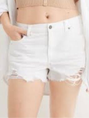 Aerie Daydream White Distressed Denim Shorts Medium